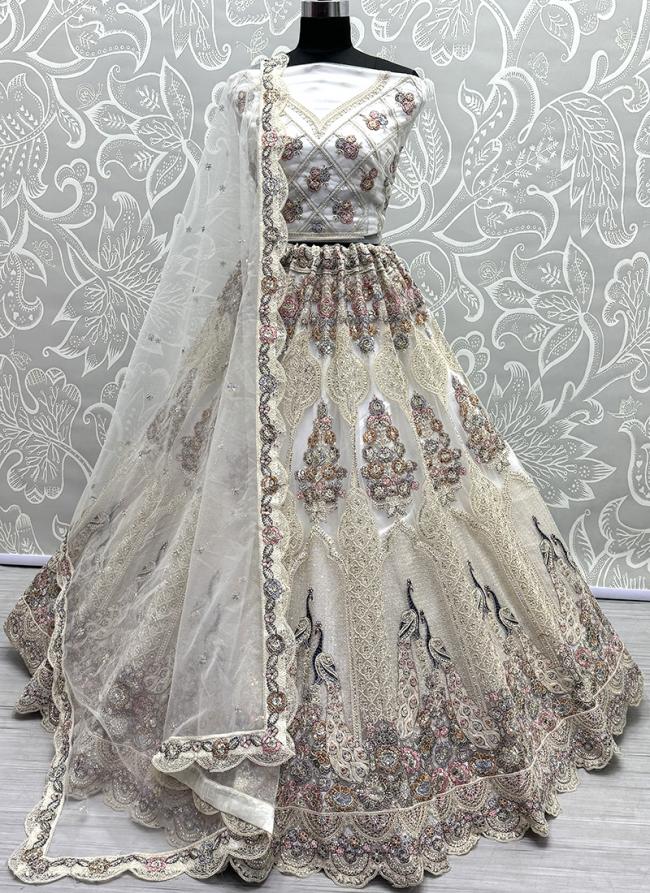 Net Off White Party Wear Embroidery Work Lehenga Choli